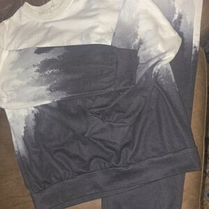 Black and White Tie-Dye Sweatshirt and Pants Set